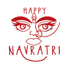 happy navratri celebration with goddess AMBA line style