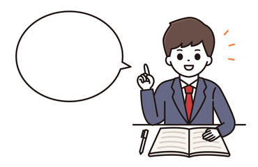 男子学生 勉強 吹き出し イラスト