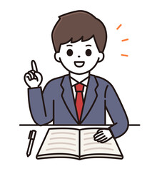 男子学生 勉強 イラスト