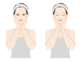 Obraz premium Illustration of a woman who takes care of the skin.