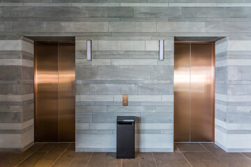 Indoor elevator hall of modern office building