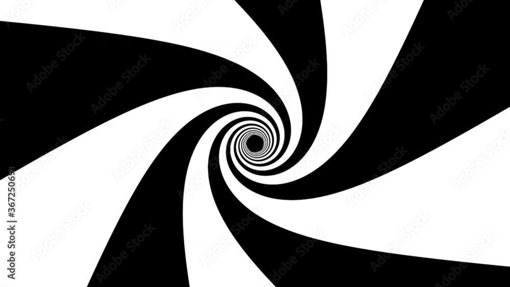 Aufkleber black and white wide stripes form a hypnotic funnel, computer generated. 3d rendering of dynamic bac