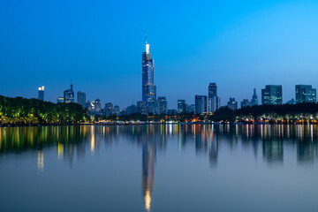 Fototapeta na wymiar Night view of Nanjing urban architecture