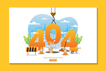 404 error landing page with man do construction to fix the page