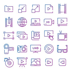 bundle of video content gradient style icon