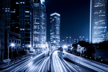 Fototapeta na wymiar Motion speed effect with City Night