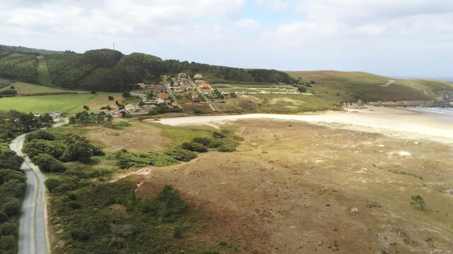 Aerial view in beach of Galicia,Spain. Aerial Drone Footage
