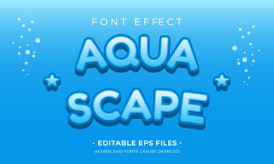 Aquascape font effect. Aqua theme font effect vector design. easy to change font and text