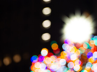 Sparkly Christmas tree lights bokeh.