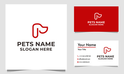 Naklejka na ściany i meble Simple Line Art Dog Logo Design vector Illustration