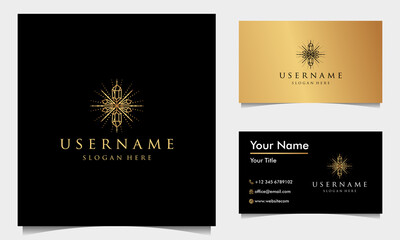 Luxury Spiritual Healing logo, Gold Crystal Design Vector