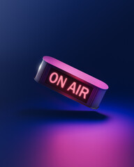 3D rendering, illustration of a retro on air sign on a blue background