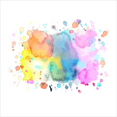 Vector splash of paint colorful watercolor on white.