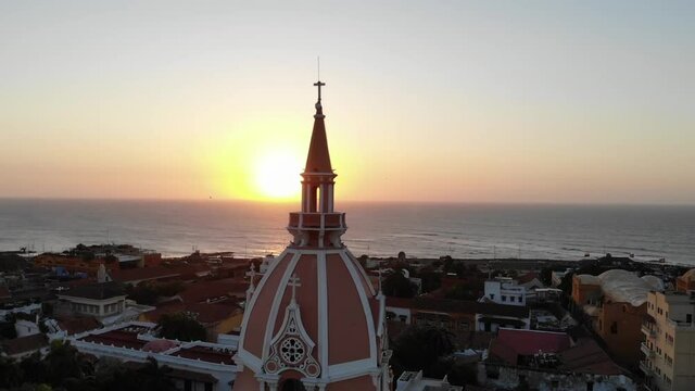 sunset over the city of cartagena