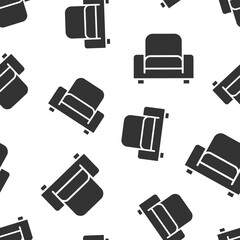 Cinema chair icon in flat style. Armchair vector illustration on white isolated background. Theater seat seamless pattern business concept.