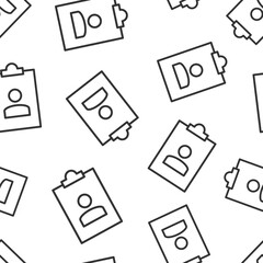 Id card icon in flat style. Identity tag vector illustration on white isolated background. Driver licence seamless pattern business concept.