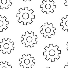 Gear vector icon in flat style. Cog wheel illustration on white isolated background. Gearwheel cogwheel seamless pattern business concept.