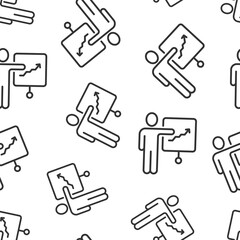 People with growth arrow icon in flat style. Work strategy vector illustration on white isolated background. Office training seamless pattern business concept.