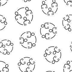 Obraz premium People communication icon in flat style. People vector illustration on white background. Partnership seamless pattern business concept.