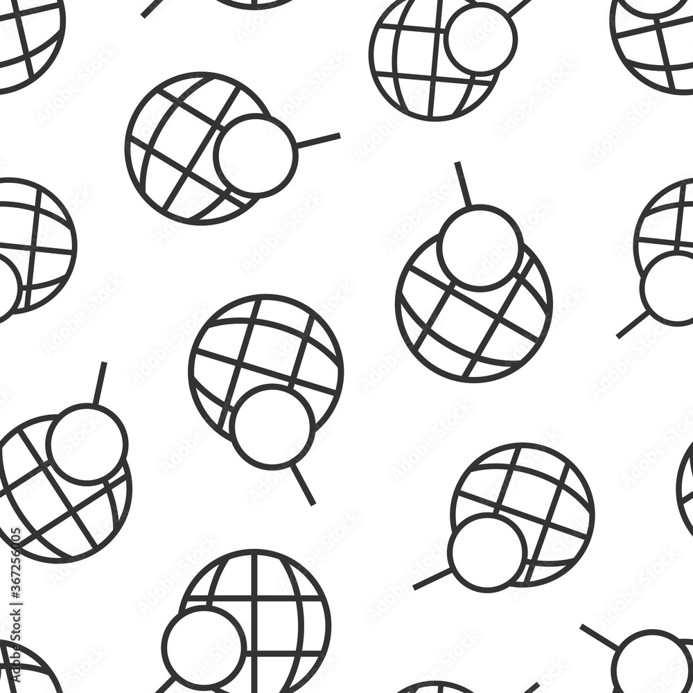 Poster globe search icon in flat style. network navigation vector illustration on white isolated background