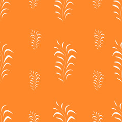 Floral design Seamless white with orange. Vector illustration pattern for fabric, textile, gift wrapping, background, wallpaper, bullet journal, scrapbooking 