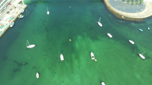 Coastal village in the Camino de Santiago. Galicia,Spain. Aerial Drone Video