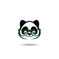 Cute panda bear icon with shadow