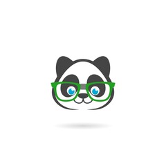 Fototapeta premium Cute panda bear icon with shadow