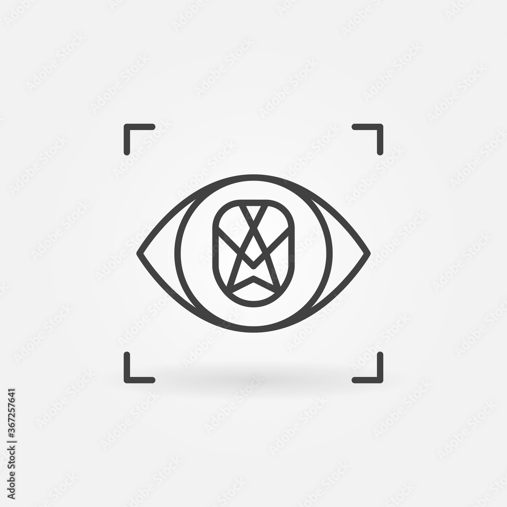 Poster eye with face recognition vector concept icon or symbol in thin line style