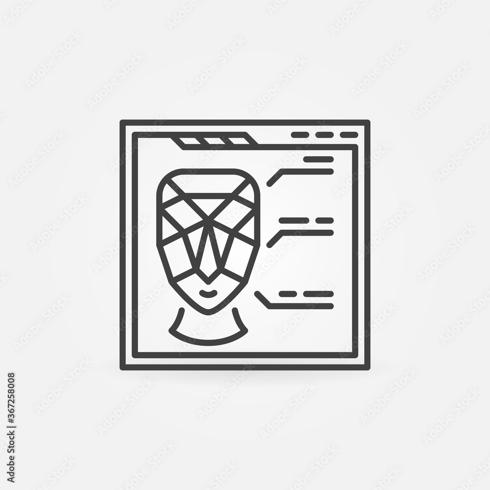 Poster web page with face swap linear vector concept icon or logo element