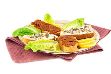 Sandwiches on beige plate