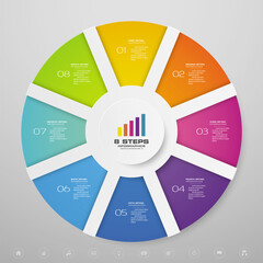 8 steps cycle chart infographics elements for data presentation. EPS 10.