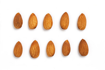 Almonds isolated on white background