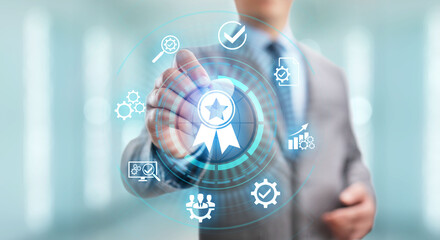 Quality assurance, Guarantee, Standards, ISO certification and standardization concept.