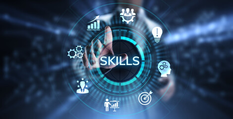 Skills Education Learning Personal development Competency Business concept.