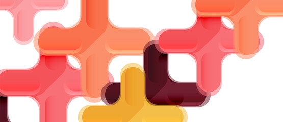 Glossy multicolored plastic style cross composition, x shape design, techno geometric modern abstract background. Trendy abstract layout template