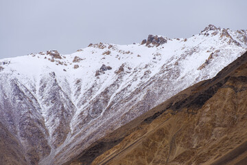 Snow-covered mountains near Pangong Lake or Pangong Tso