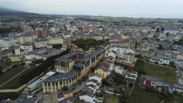 Galicia. View of Ribadeo in Lugo. Aerial Drone Footage