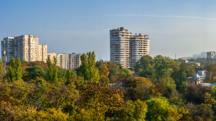 Fototapeta premium Top view of Shevchenko Park in Odessa, Ukraine