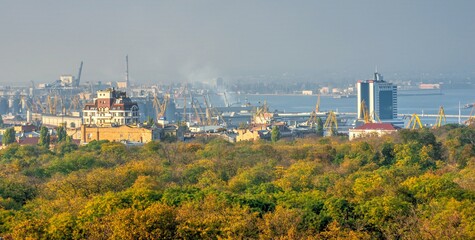 Top view of Shevchenko Park in Odessa, Ukraine