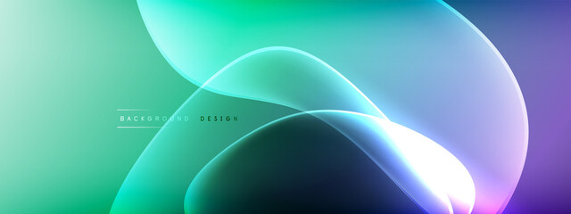 Vector abstract background - liquid bubble shapes on fluid gradient with shadows and light effects. Shiny design template for text