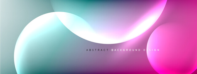 Vector abstract background liquid bubble circles on fluid gradient with shadows and light effects. Shiny design templates for text
