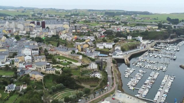 Galicia. View of Ribadeo in Lugo. Aerial Drone Footage