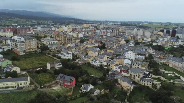 Galicia. View of Ribadeo in Lugo. Aerial Drone Footage