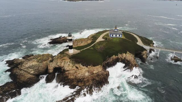 Galicia. Aerial view in coast of Spain. Drone Footage
