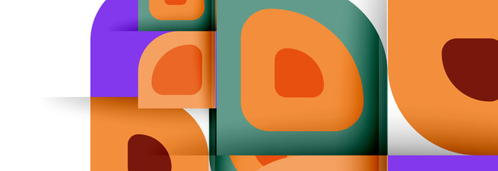Fototapeta premium Set of vector modern geometric abstract backgrounds with repeating abstract round shapes patterns and shadow effects
