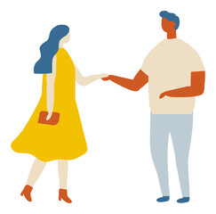 Couple flat vector characters. Romantic date, love