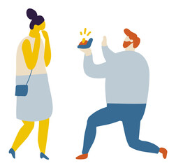 Couple flat vector characters. Romantic date, love