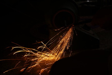 sparks from a grinder