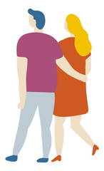 Couple flat vector characters. Romantic date, love